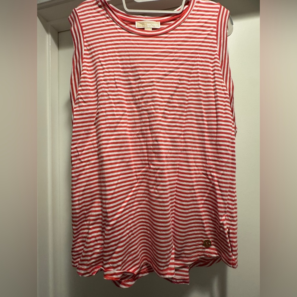 Michael Kors Red and White Striped Tank Top Sz XL